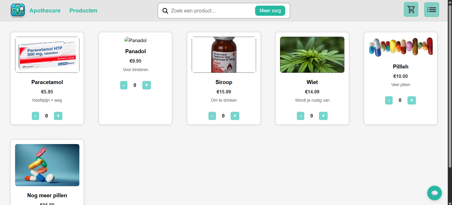 Producten Pagina